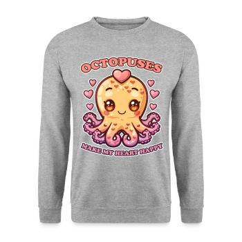Funny Octopus Cephalopod Squid Gift - Unisex Sweatshirt - salt & pepper - Front - Alina (178cm) & Michal (187cm)