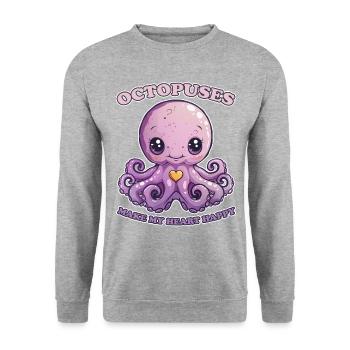 Funny Octopus Cephalopod Squid Gift - Unisex Sweatshirt - salt & pepper - Front - Alina (178cm) & Michal (187cm)