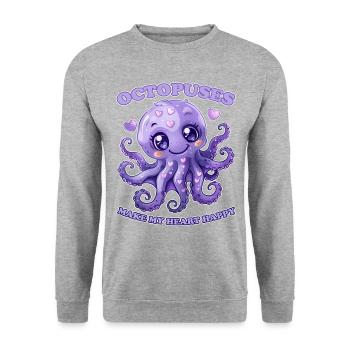 Funny Octopus Cephalopod Squid Gift - Unisex Sweatshirt - salt & pepper - Front - Alina (178cm) & Michal (187cm)