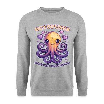 Funny Octopus Cephalopod Squid Gift - Unisex Sweatshirt - salt & pepper - Front - Alina (178cm) & Michal (187cm)