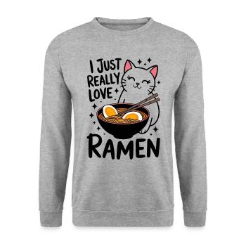 Ramen Cat Anime Funny Kawaii Ramen Gift - Unisex Sweatshirt - salt & pepper - Front - Alina (178cm) & Michal (187cm)