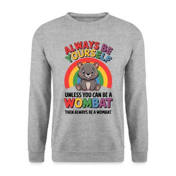 Wombat Spruch Australien Lustiges Wombats Geschenk - Unisex Pullover - Weißgrau meliert - Vorne - Alina (178cm) & Michal (187cm)