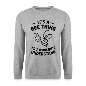 Bienen Spruch Imker Biene Lustiges Bienen Geschenk - Unisex Pullover - Weißgrau meliert - Vorne - Alina (178cm) & Michal (187cm)