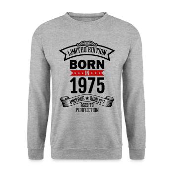 Born in 1975 Birthday 50 Years limited Edition - Unisex Pullover - Weißgrau meliert - Vorne - Alina (178cm) & Michal (187cm)