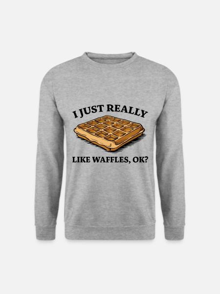 Waffeln Spruch Dessert Lustiges Waffeln Geschenk - Unisex Pullover - Weißgrau meliert