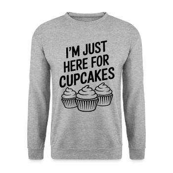 Cupcake Spruch Cupcakes Lustiges Cupcake Geschenk - Unisex Pullover - Weißgrau meliert - Vorne - Alina (178cm) & Michal (187cm)