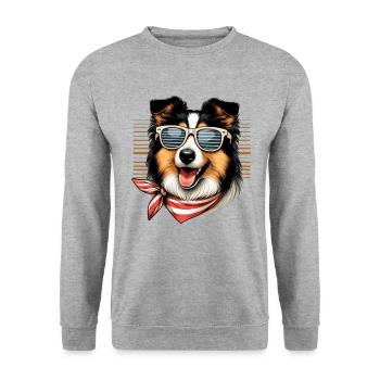 Cheerful Border Collie Boyfriend with Sunglasses - Unisex Sweatshirt - salt & pepper - Front - Alina (178cm) & Michal (187cm)