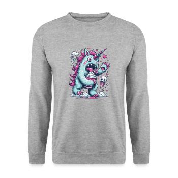 Unicorn Monster Monster Monsters Manga Cream - Unisex Sweatshirt - salt & pepper - Front - Alina (178cm) & Michal (187cm)
