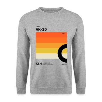 80er Design Kassette Label Motiv Farbverlauf - Unisex Pullover - Weißgrau meliert - Vorne - Alina (178cm) & Michal (187cm)