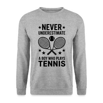 Tennis Saying Boys Funny Tennis Gift - Unisex Sweatshirt - salt & pepper - Front - Alina (178cm) & Michal (187cm)