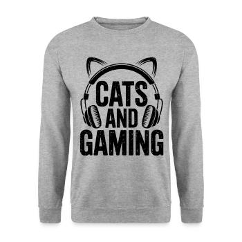 Gamer Saying Gamerin Cats Funny Gaming Gift - Unisex Sweatshirt - salt & pepper - Front - Alina (178cm) & Michal (187cm)