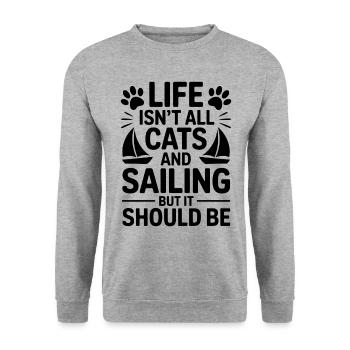 Sailing Saying Cats Sailor Cat Sailing Gift - Unisex Sweatshirt - salt & pepper - Front - Alina (178cm) & Michal (187cm)