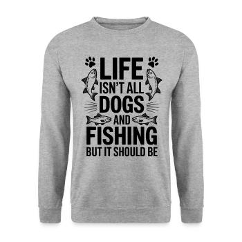 Fishing Saying Fishing Dogs Funny Angler Gift - Unisex Sweatshirt - salt & pepper - Front - Alina (178cm) & Michal (187cm)