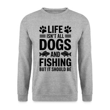 Fishing Saying Fishing Dogs Funny Angler Gift - Unisex Sweatshirt - salt & pepper - Front - Alina (178cm) & Michal (187cm)