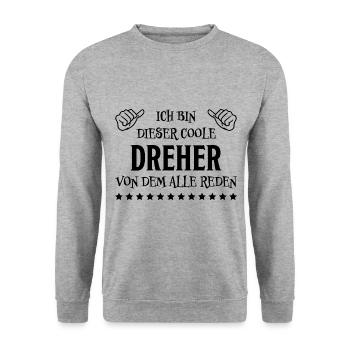 Dreher Fun Spruch Drehmaschinen Dreher Geschenk - Unisex Pullover - Weißgrau meliert - Vorne - Alina (178cm) & Michal (187cm)