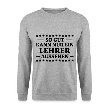 Lehrer Spruch Unterricht Lustiges Lehrer Geschenk - Unisex Pullover - Weißgrau meliert - Vorne - Alina (178cm) & Michal (187cm)