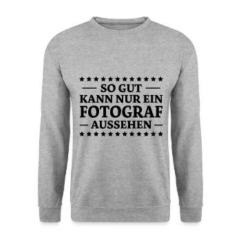Fotograf Spruch Foto Lustiges Fotograf Geschenk - Unisex Pullover - Weißgrau meliert - Vorne - Alina (178cm) & Michal (187cm)