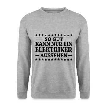 Elektriker Spruch Lustiges Elektriker Geschenk - Unisex Pullover - Weißgrau meliert - Vorne - Alina (178cm) & Michal (187cm)