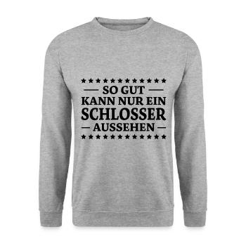 Schlosser Spruch Beruf Lustiges Schlosser Geschenk - Unisex Pullover - Weißgrau meliert - Vorne - Alina (178cm) & Michal (187cm)