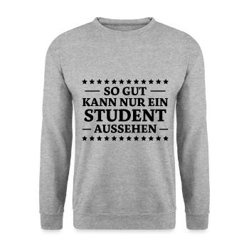 Student Spruch Uni Universität Student Geschenk - Unisex Pullover - Weißgrau meliert - Vorne - Alina (178cm) & Michal (187cm)