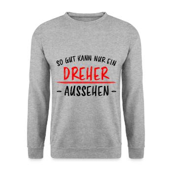 Dreher Lustiger Spruch Job Drehmaschinen Geschenk - Unisex Pullover - Weißgrau meliert - Vorne - Alina (178cm) & Michal (187cm)