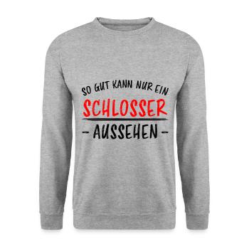 Schlosser Beruf Lustiger Spruch Schloss Geschenk - Unisex Pullover - Weißgrau meliert - Vorne - Alina (178cm) & Michal (187cm)