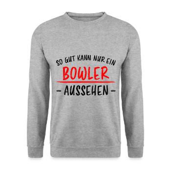 Bowling Lustiger Spruch Bowler Sprüche Geschenk - Unisex Pullover - Weißgrau meliert - Vorne - Alina (178cm) & Michal (187cm)
