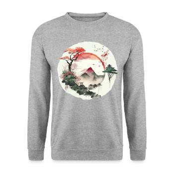 Œuvres de Ying et Yang - Sweat-shirt Unisexe - gris chiné - Devant - Alina (178cm) & Michal (187cm)