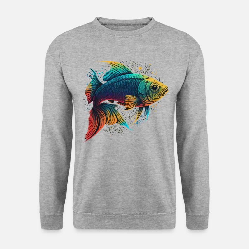 Bunte Fische - Unisex Pullover - Weißgrau meliert