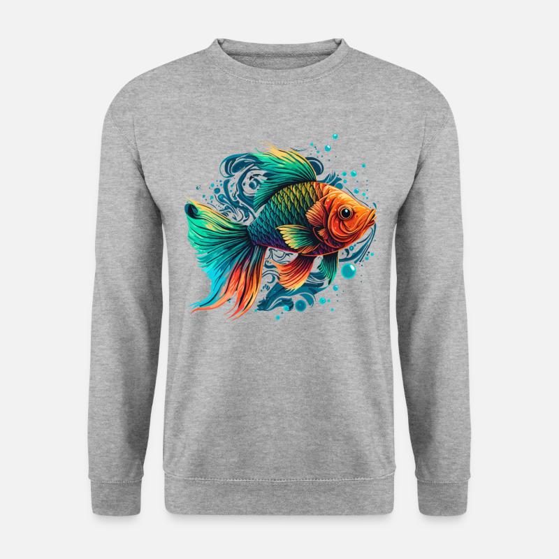 Rainbow Fish Illustration - Unisex Sweatshirt - salt & pepper