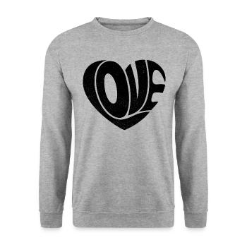 Coeur d’amour noir - Sweat-shirt Unisexe - gris chiné - Devant - Alina (178cm) & Michal (187cm)