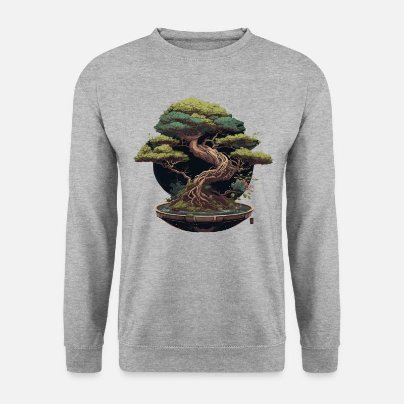 Geschnitzter Bonsai-Baum - Unisex Pullover - Weißgrau meliert