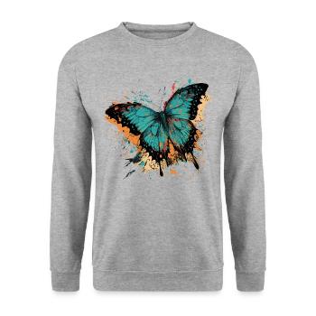 Blue Butterfly - Unisex Sweatshirt - salt & pepper - Front - Alina (178cm) & Michal (187cm)
