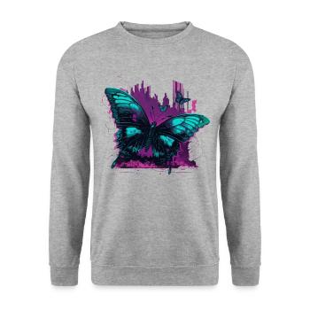 Symphonie surréaliste Butterfly - Sweat-shirt Unisexe - gris chiné - Devant - Alina (178cm) & Michal (187cm)