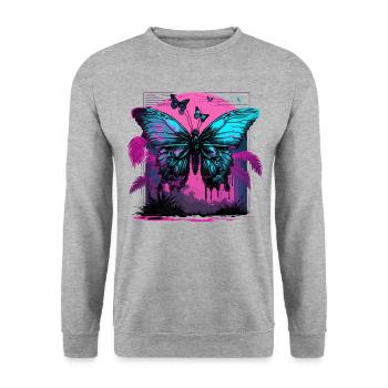 Transformation nostalgique du papillon - Sweat-shirt Unisexe - gris chiné - Devant - Alina (178cm) & Michal (187cm)