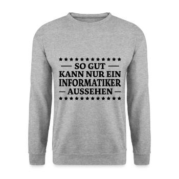 Informatiker Spruch Lustige Programmierer Geschenk - Unisex Pullover - Weißgrau meliert - Vorne - Alina (178cm) & Michal (187cm)