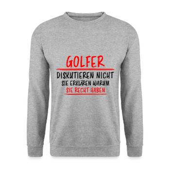Golfer Hobby Golf Lustiger Spruch Spieler Geschenk - Unisex Pullover - Weißgrau meliert - Vorne - Alina (178cm) & Michal (187cm)