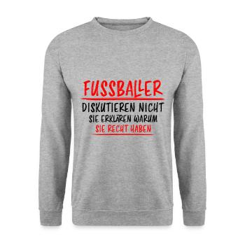 Fußballer Lustiger Spruch Fun Fußball Tor Geschenk - Unisex Pullover - Weißgrau meliert - Vorne - Alina (178cm) & Michal (187cm)