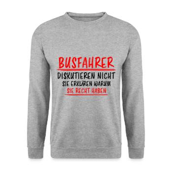 Busfahrer Beruf Lustiger Spruch Linienbus Geschenk - Unisex Pullover - Weißgrau meliert - Vorne - Alina (178cm) & Michal (187cm)