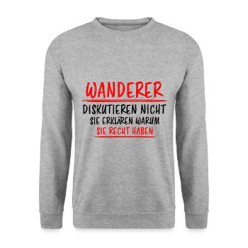 Wanderer Outdoor Lustiger Spruch Wandern Geschenk - Unisex Pullover - Weißgrau meliert - Vorne - Alina (178cm) & Michal (187cm)