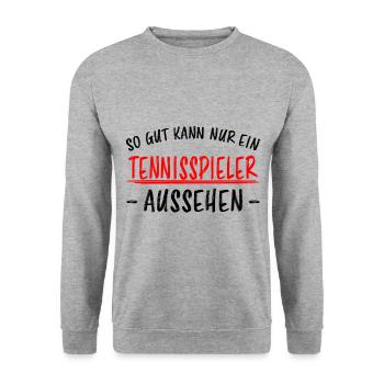 Tennis Lustiger Spruch Fun Tennisspieler Geschenk - Unisex Pullover - Weißgrau meliert - Vorne - Alina (178cm) & Michal (187cm)