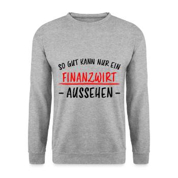 Finanzwirt Lustiger Spruch Büro Beamter Geschenk - Unisex Pullover - Weißgrau meliert - Vorne - Alina (178cm) & Michal (187cm)