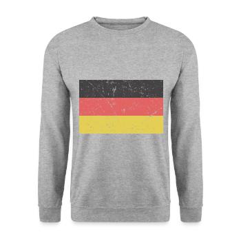 Deutschlandfahne verkratzt Vintage Retro Flagge - Unisex Pullover - Weißgrau meliert - Vorne - Alina (178cm) & Michal (187cm)