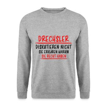 Drechsler Lustiger Spruch Drechseln Beruf Geschenk - Unisex Pullover - Weißgrau meliert - Vorne - Alina (178cm) & Michal (187cm)