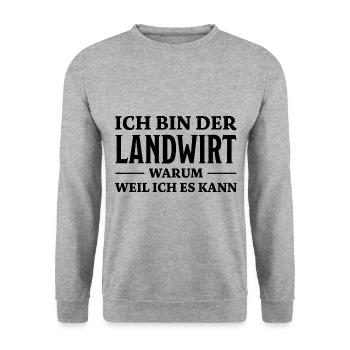Landwirt Spruch Traktor Lustiges Landwirt Geschenk - Unisex Pullover - Weißgrau meliert - Vorne - Alina (178cm) & Michal (187cm)