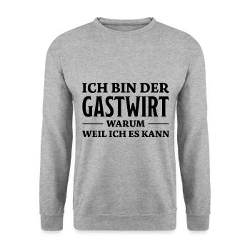 Gastwirt Spruch Kneipe Wirt Fun Gastwirt Geschenk - Unisex Pullover - Weißgrau meliert - Vorne - Alina (178cm) & Michal (187cm)