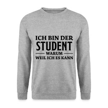 Student Spruch Uni Universität Student Geschenk - Unisex Pullover - Weißgrau meliert - Vorne - Alina (178cm) & Michal (187cm)
