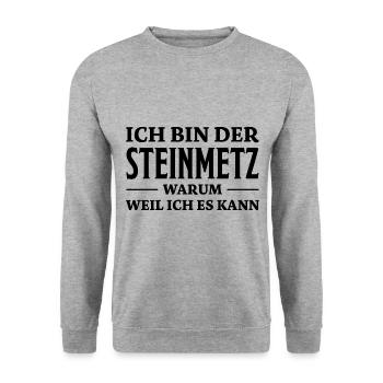 Steinmetz Spruch Beruf Lustiges Steinmetz Geschenk - Unisex Pullover - Weißgrau meliert - Vorne - Alina (178cm) & Michal (187cm)