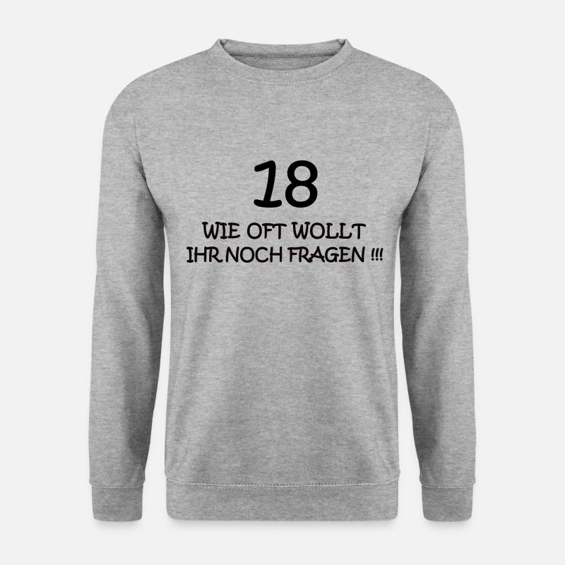 18. Geburtstag Geschenk - Unisex Pullover - Weißgrau meliert