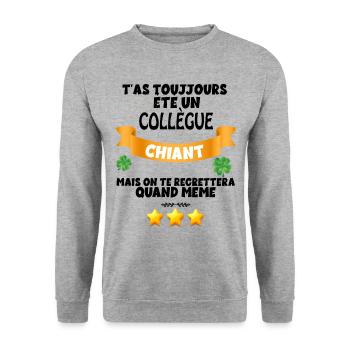 Le Collègue Chiant Qu'on A Tous Aimé Humour Départ - Sweat-shirt Unisexe - gris chiné - Devant - Alina (178cm) & Michal (187cm)